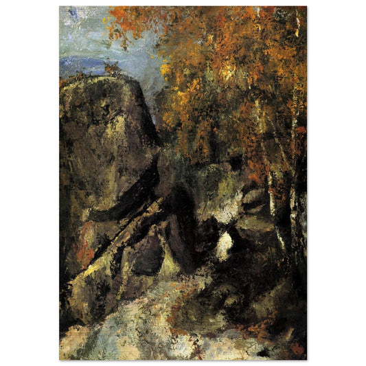 Rock in the Forest of Fontainbleau - Paul Cézanne Brushed Aluminum Print - 70x100 cm / 28x40 inches | Paul Cézanne Aluminum Print | Paul Cézanne Prints