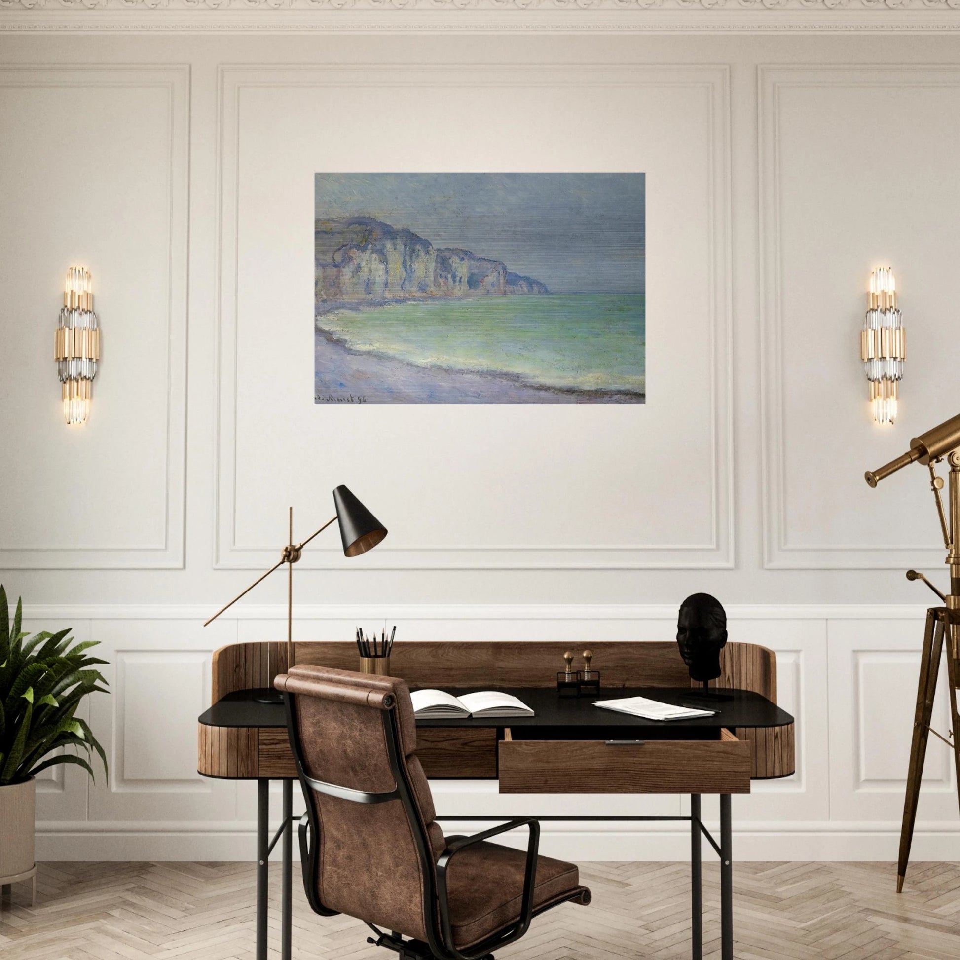 Cliff at Pourville 2 - claude monet Brushed Aluminum Print - 70x100 cm / 28x40 inches | claude monet Aluminum Print | claude monet Prints