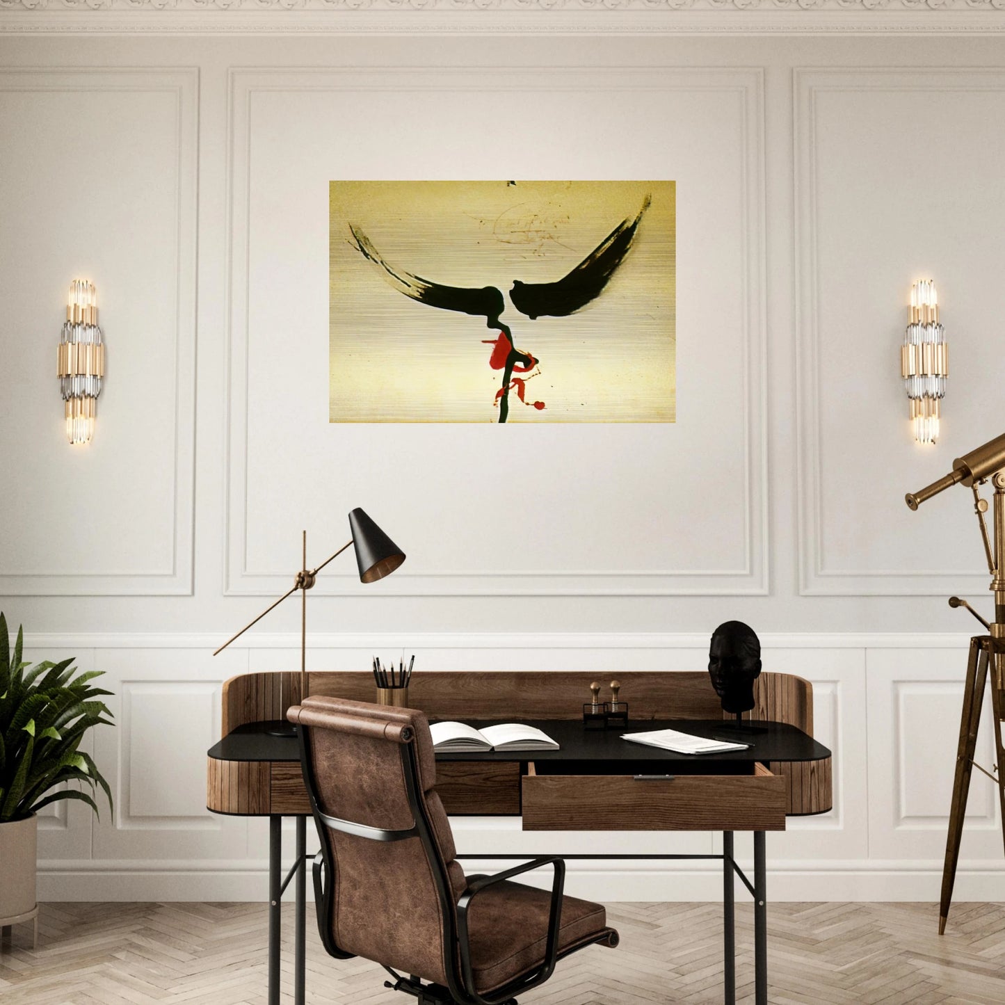 DALI S MOUSTACHE - Salvador Dali Brushed Aluminum Print - 70x100 cm / 28x40 inches | Salvador Dali Aluminum Print | Salvador Dali Prints