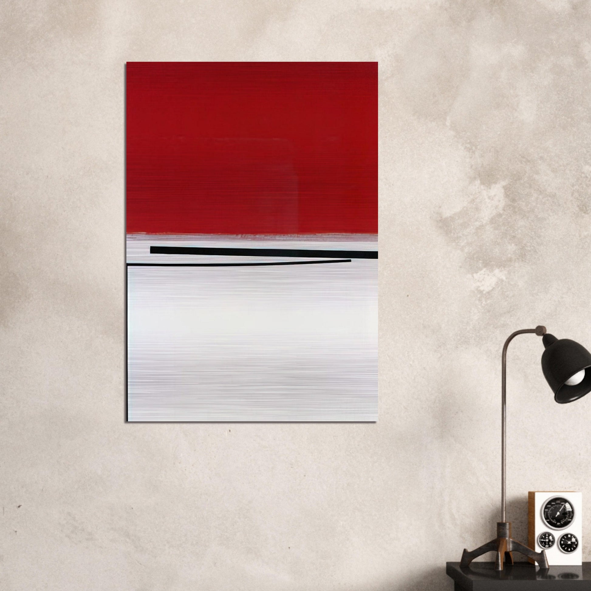 SQUARE MOTIF IN WHITE AND INDIAN RED 1960 - Victor Pasmore Brushed Aluminum Print - 70x100 cm / 28x40 inches | Victor Pasmore Aluminum Print | Victor Pasmore Prints