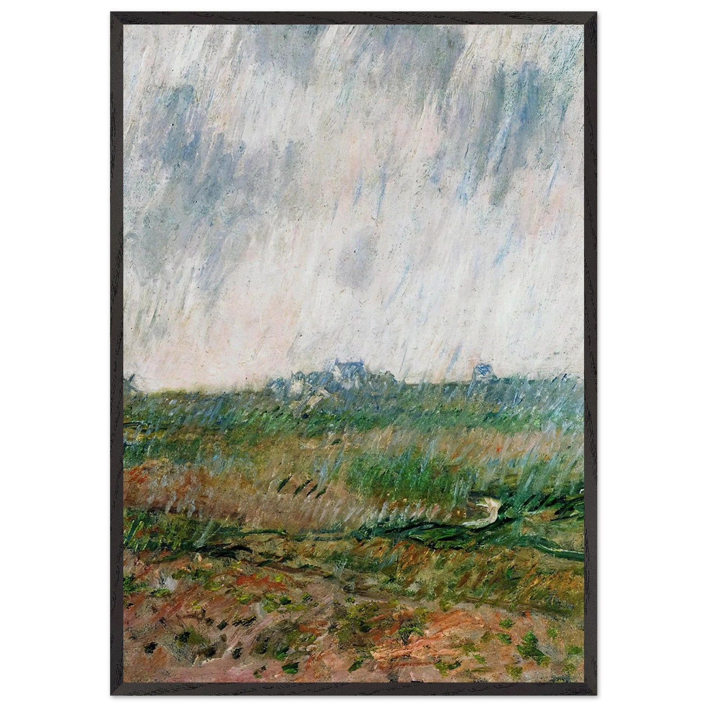 Rain in Belle-Ile - claude monet 70x100 cm / 28x40 inches Framed Art Print – Black Wooden Frame