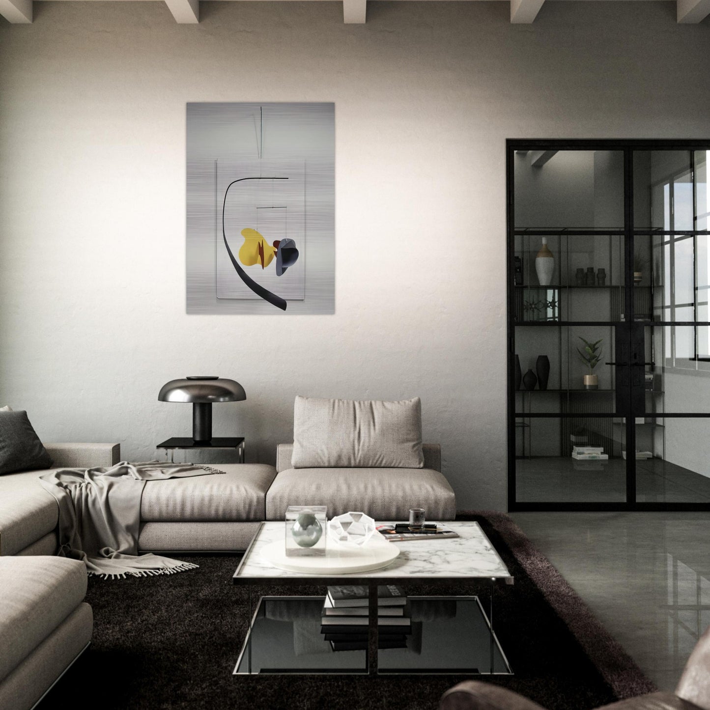 WHITE PANEL 1936 - Alexander Calder Brushed Aluminum Print - 70x100 cm / 28x40 inches | Alexander Calder Aluminum Print | Alexander Calder Prints
