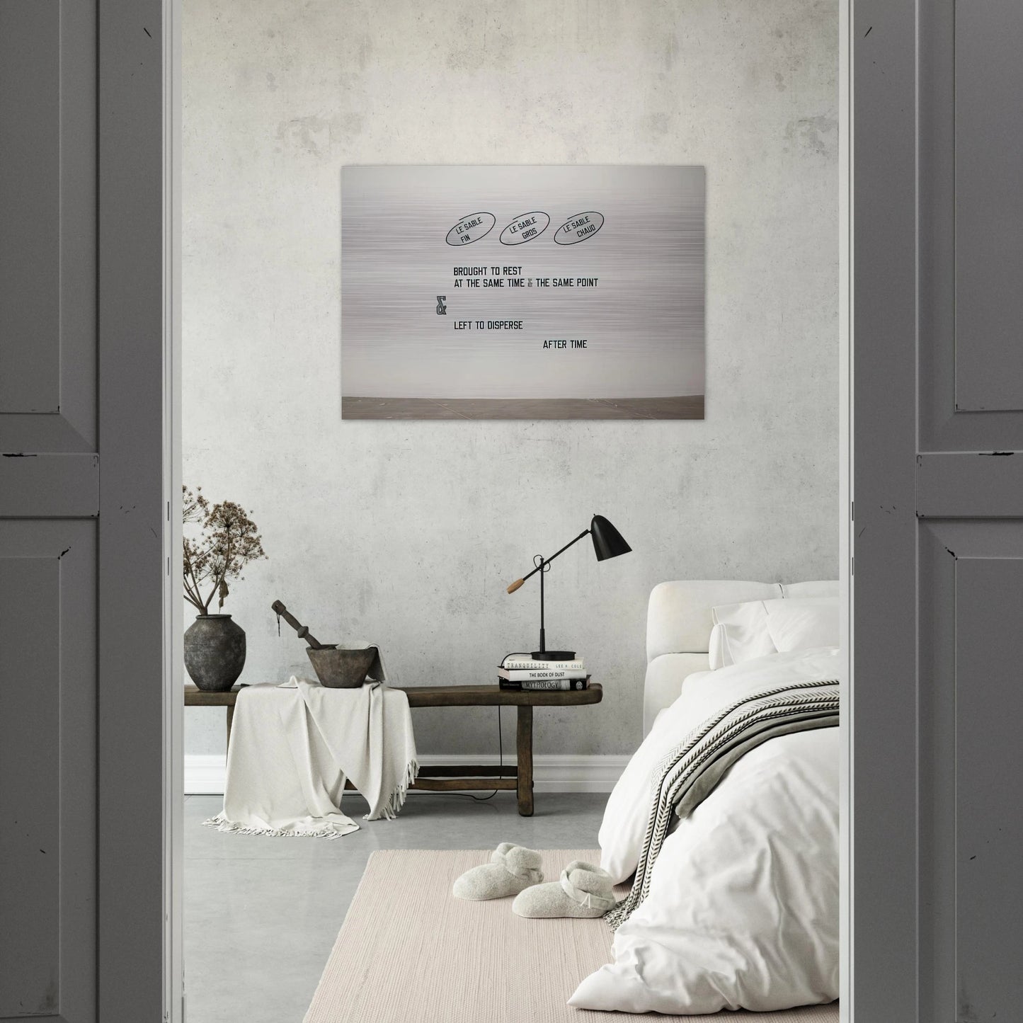 Le sable fin... - 2008 - Lawrence Weiner Brushed Aluminum Print - 70x100 cm / 28x40 inches | Lawrence Weiner Aluminum Print | Lawrence Weiner Prints