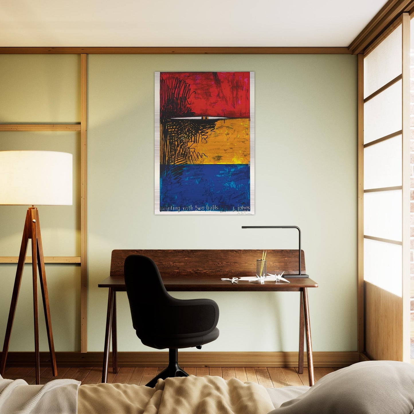 PAINTING WITH TWO BALLS ULAE 87 - Jasper Johns Brushed Aluminum Print - 70x100 cm / 28x40 inches | Jasper Johns Aluminum Print | Jasper Johns Prints