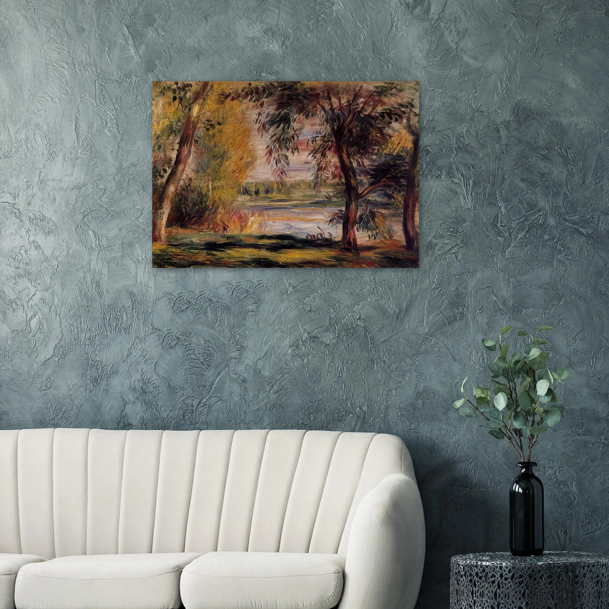 Trees by the Water - Pierre-Auguste Renoir Brushed Aluminum Print - 70x100 cm / 28x40 inches | Pierre-Auguste Renoir Aluminum Print | Pierre-Auguste Renoir Prints