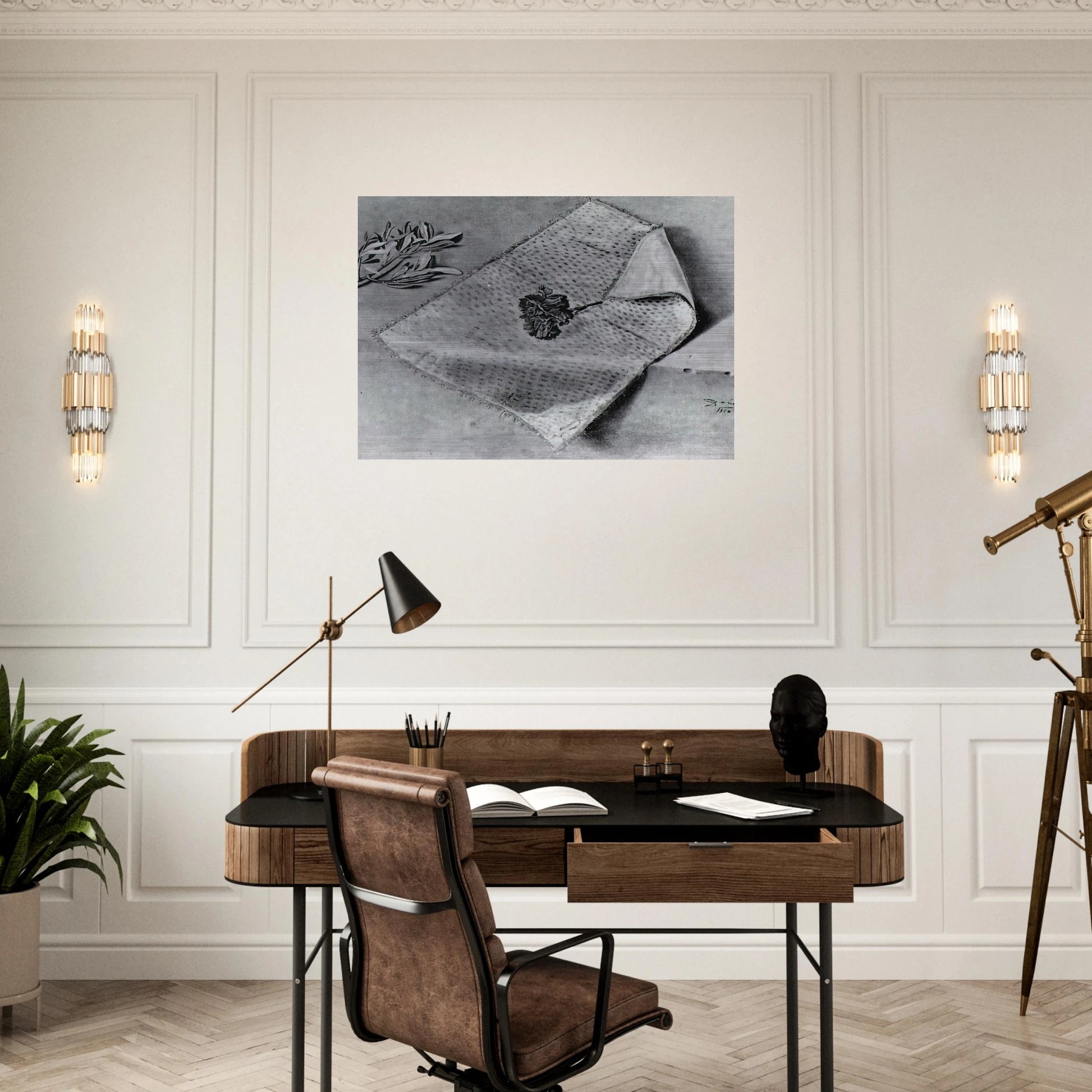 CARNATION AND CLOTH OF GOLD - Salvador Dali Brushed Aluminum Print - 70x100 cm / 28x40 inches | Salvador Dali Aluminum Print | Salvador Dali Prints