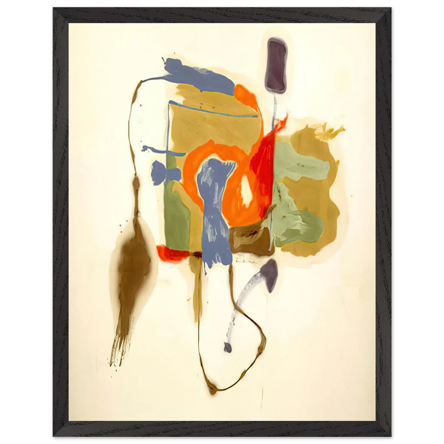 Helen Frankenthaler - Blue Form in a Scene - 1961 Wall art - 45x60 cm / 18x24 Inches - Premium Wooden Framed Poster With Fine Art Paper - White frame