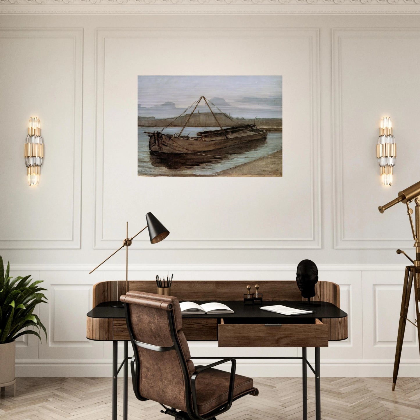 Evening at Weesperzijde Sun - Piet Mondrian Brushed Aluminum Print - 70x100 cm / 28x40 inches | Piet Mondrian Aluminum Print | Piet Mondrian Prints