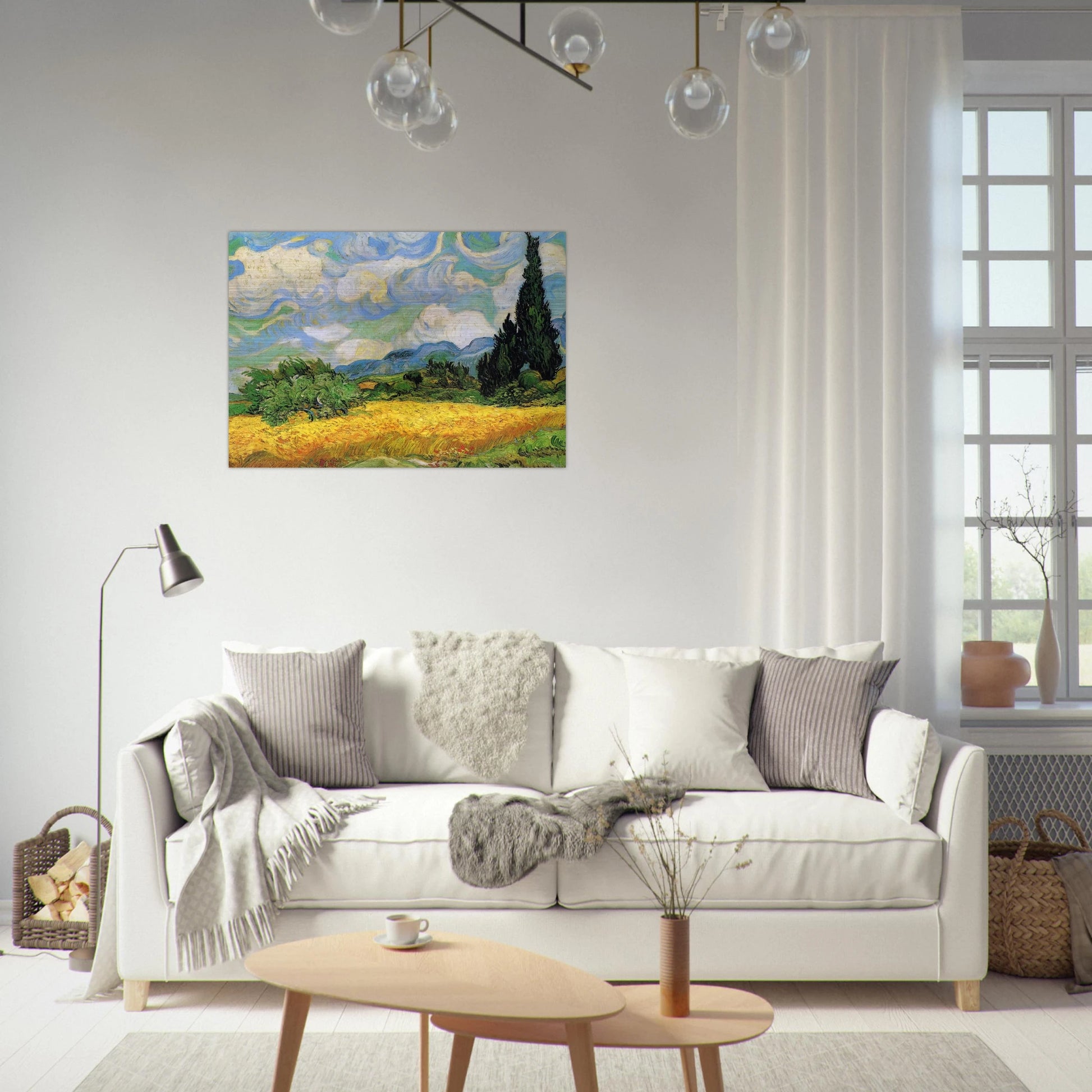 Wheat Field with Cypresses at the Haude Galline near Eygalieres - Vincent van Gogh Brushed Aluminum Print - 70x100 cm / 28x40 inches | Vincent van Gogh Aluminum Print | Vincent van Gogh Prints