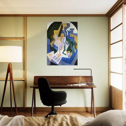 STILL LIFE WITH FRUIT BOWL AND MANDOLIN 1919 - Juan Gris Brushed Aluminum Print - 70x100 cm / 28x40 inches | Juan Gris Aluminum Print | Juan Gris Prints