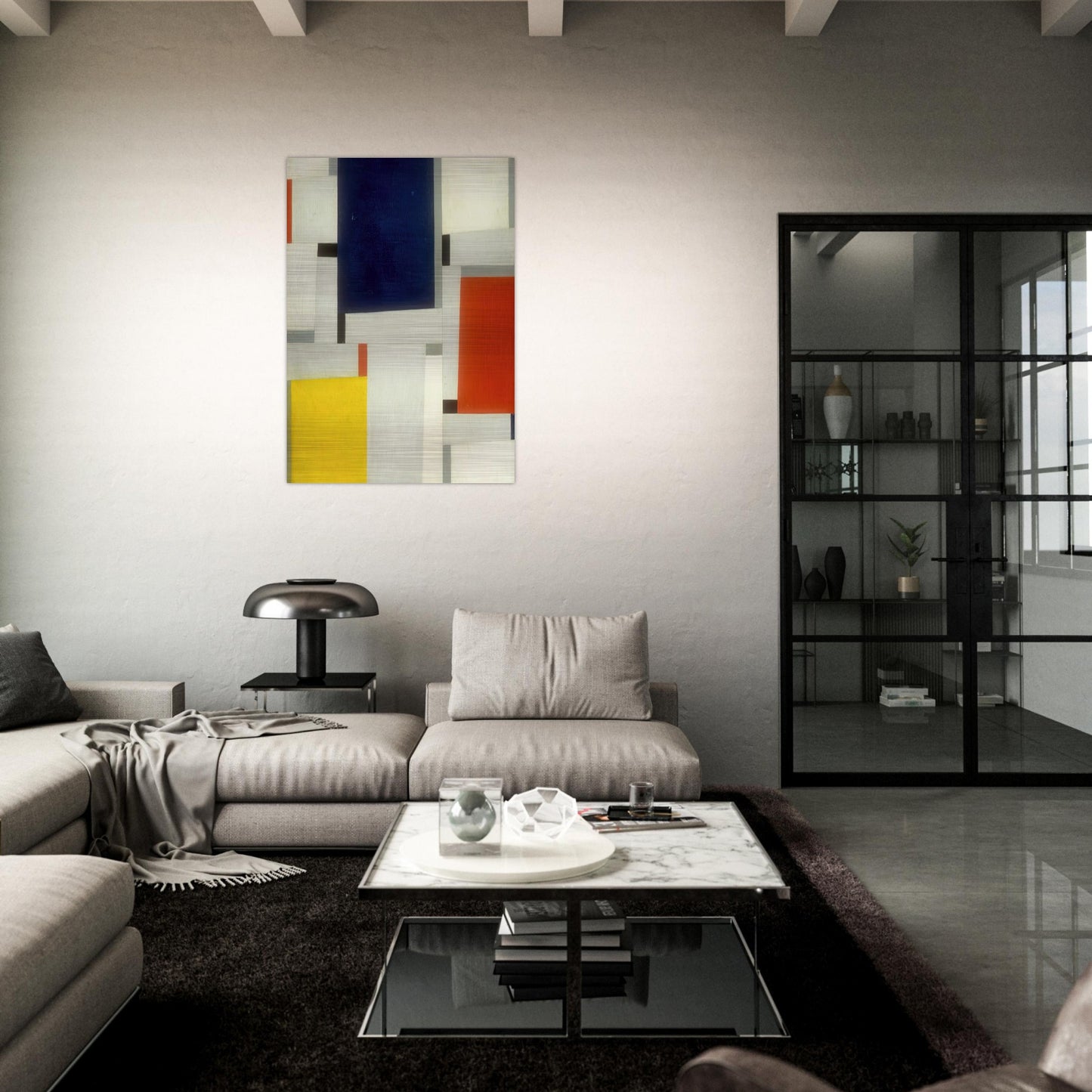 Relational Painting #64 - 1953 - Fritz Glarner Brushed Aluminum Print - 70x100 cm / 28x40 inches | Fritz Glarner Aluminum Print | Fritz Glarner Prints