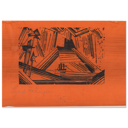VOLCANO VULKAN 1919 - Lyonel Feininger Brushed Aluminum Print - 70x100 cm / 28x40 inches | Lyonel Feininger Aluminum Print | Lyonel Feininger Prints