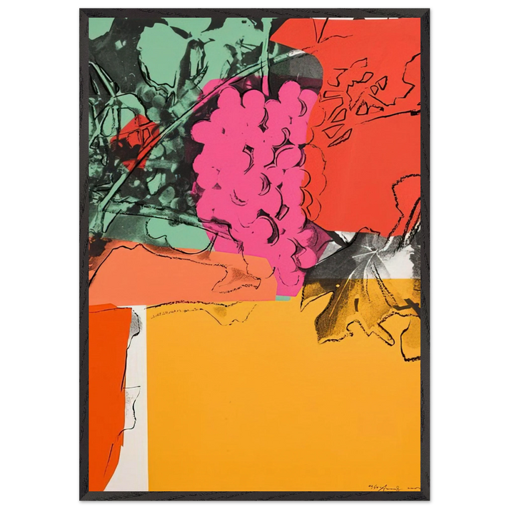 Grapes 1 - Andy Warhol 70x100 cm / 28x40 inches Framed Art Print – Black Wooden Frame