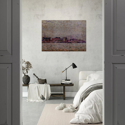 MORNING FOG OVER THE PORT OF VEER HOLLAND 1906 - Theo van Rysselberghe Brushed Aluminum Print - 70x100 cm / 28x40 inches | Theo van Rysselberghe Aluminum Print | Theo van Rysselberghe Prints