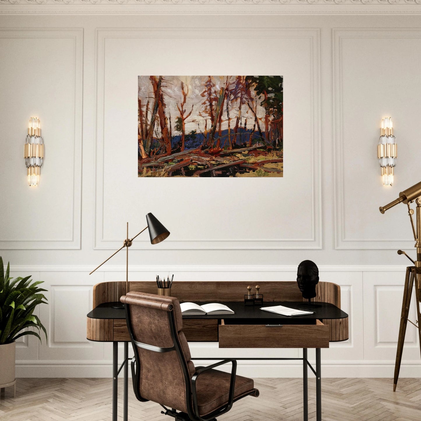 BURNT COUNTRY EVENING SKETCH FOR BURNT LAND 1914 - Tom Thomson Brushed Aluminum Print - 70x100 cm / 28x40 inches | Tom Thomson Aluminum Print | Tom Thomson Prints