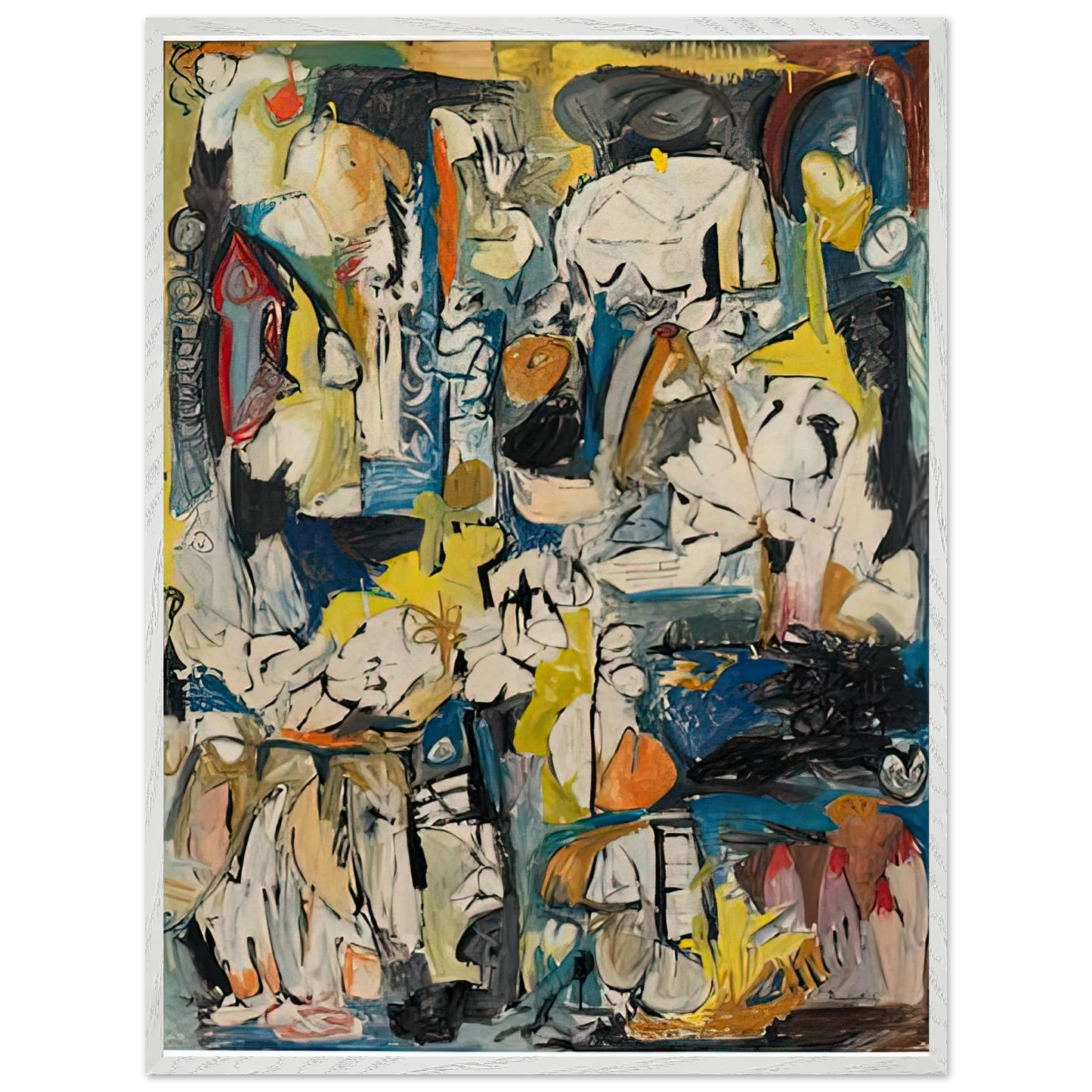 Helen Frankenthaler - Village, 1951- Wall Art - 60x80 cm / 24x32 inches - Premium Wooden Framed Poster With Fine Art Paper-canvas - White frame