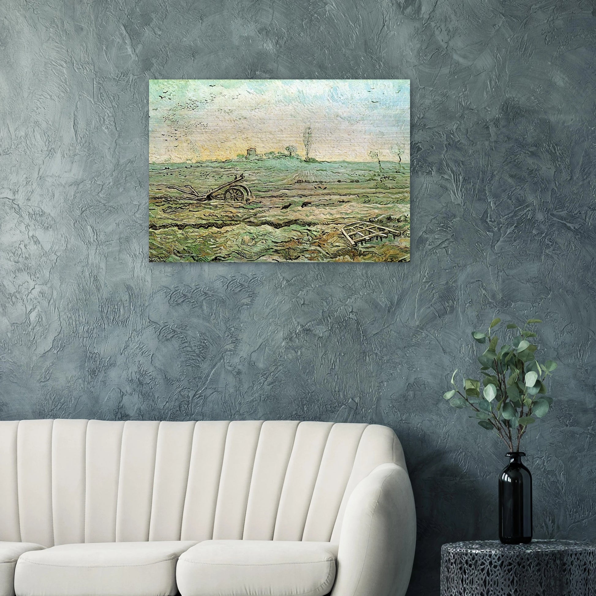 The Plough and the Harrow after Millet - Vincent van Gogh Brushed Aluminum Print - 70x100 cm / 28x40 inches | Vincent van Gogh Aluminum Print | Vincent van Gogh Prints