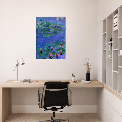 Water Lilies Red - claude monet Brushed Aluminum Print - 70x100 cm / 28x40 inches | claude monet Aluminum Print | claude monet Prints