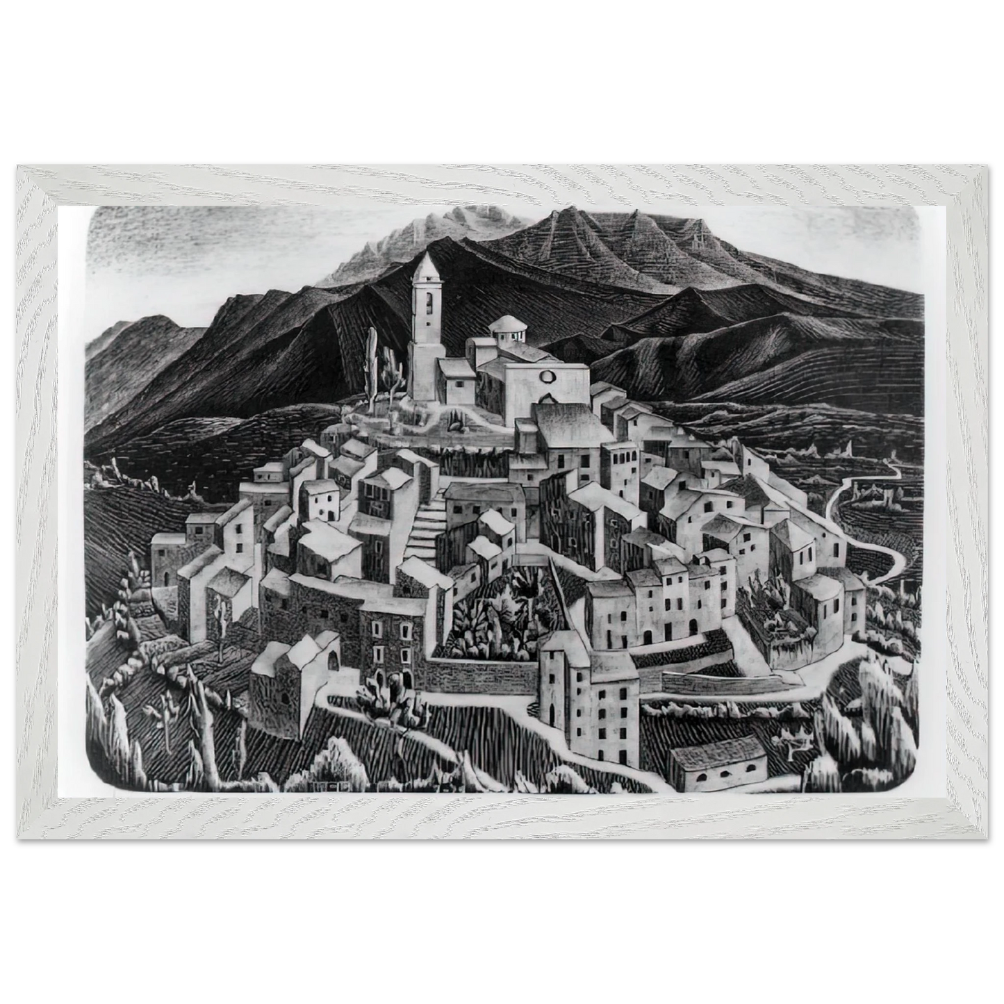 MC Escher - ESCHER (11) Wall Art - 21x29.7 cm / 8x12" - Premium Wooden Framed Poster With Fine Art Paper - Wood frame