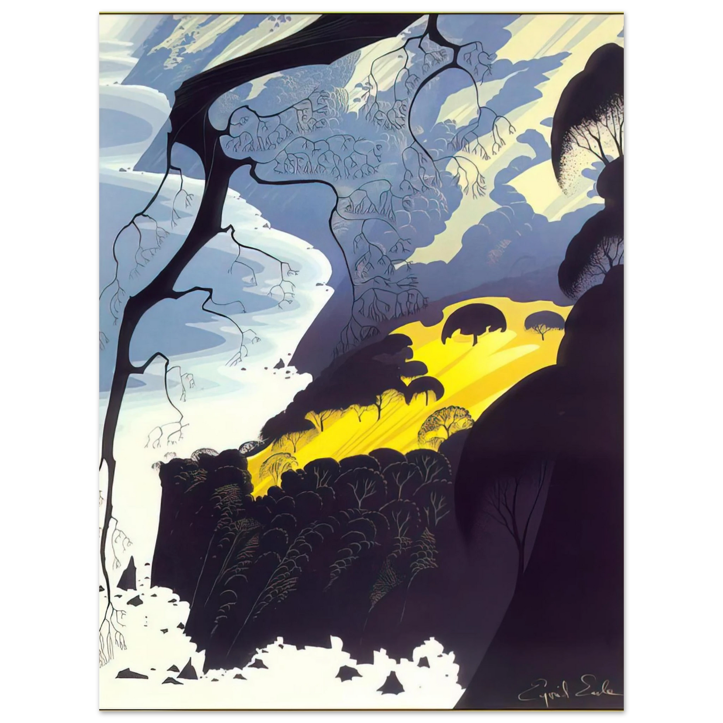 Eyvind Earle - Carmel Highlands  75x100 cm / 30x40inches Fine Art Poster