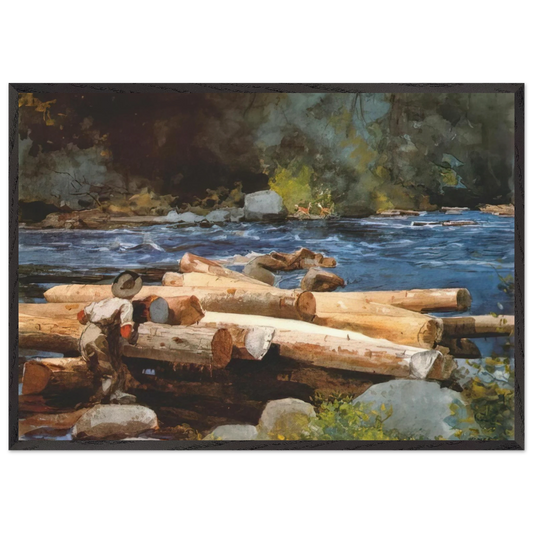HUDSON RIVER - Winslow Homer 70x100 cm / 28x40 inches Framed Art Print – Black Wooden Frame