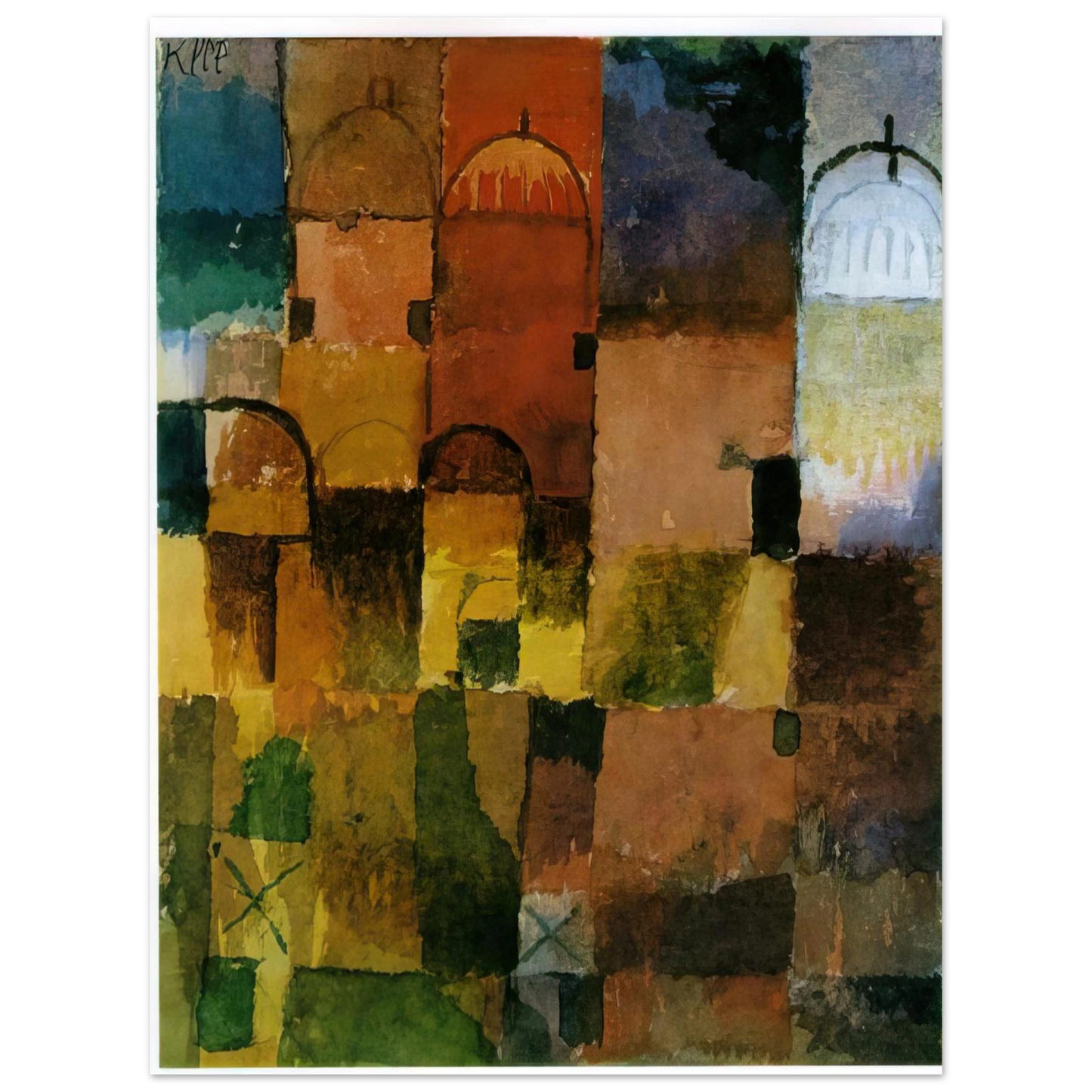 Paul Klee - RED AND WHITE DOMES 1914  75x100 cm / 30x40inches Fine Art Poster