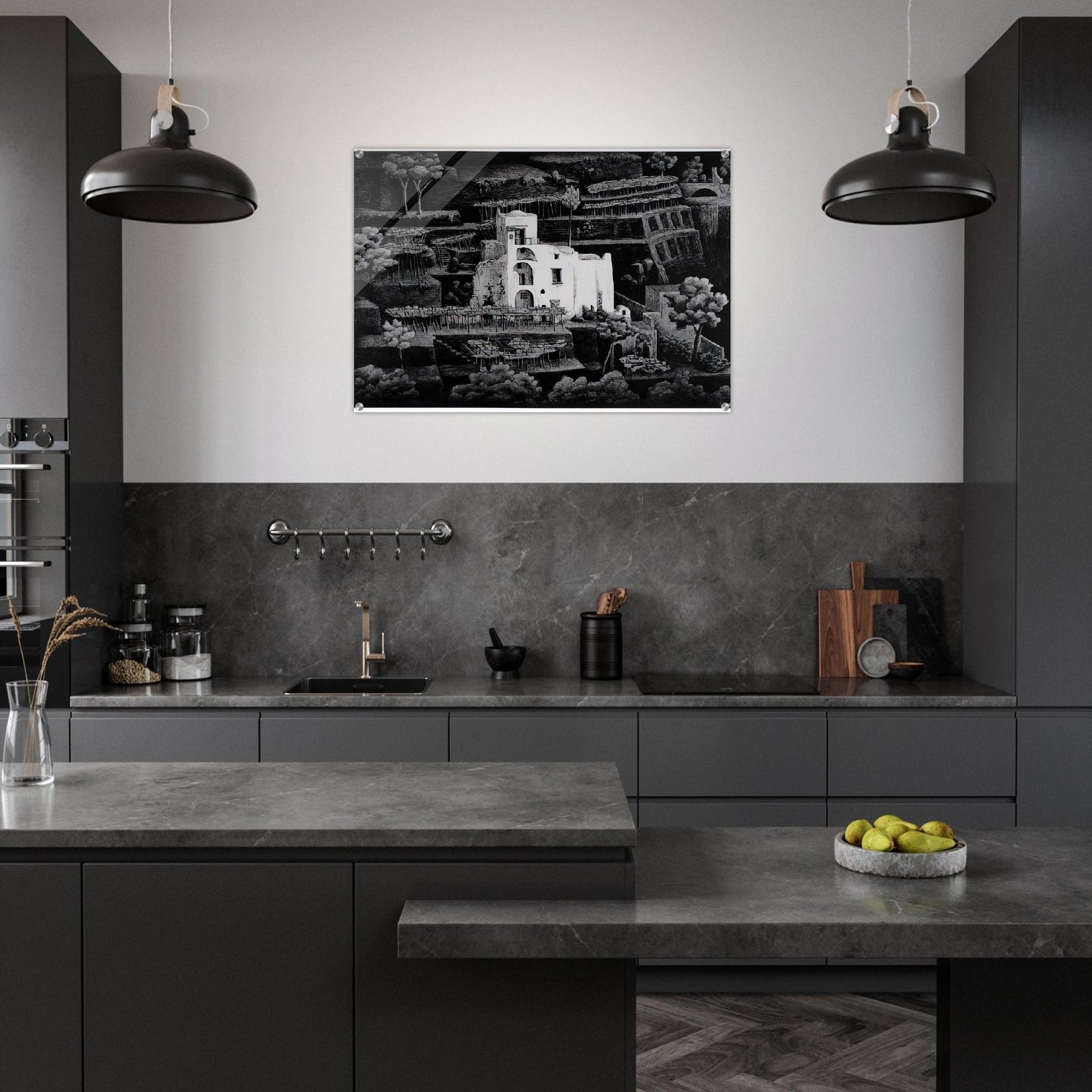 FARMHOUSE RAVELLO - MC Escher Acrylic Print - 70x100 cm / 28x40″ inches | MC Escher Wall Art | MC Escher Prints