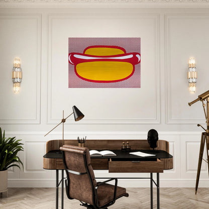 HOT DOG 1964 - Roy Lichtenstein Brushed Aluminum Print - 70x100 cm / 28x40 inches | Roy Lichtenstein Aluminum Print | Roy Lichtenstein Prints