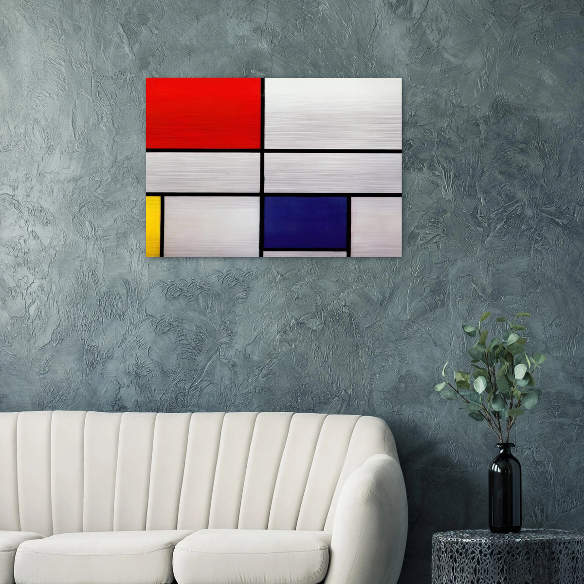 Composition C No.III with Red, Yellow and Blue - Piet Mondrian Brushed Aluminum Print - 70x100 cm / 28x40 inches | Piet Mondrian Aluminum Print | Piet Mondrian Prints