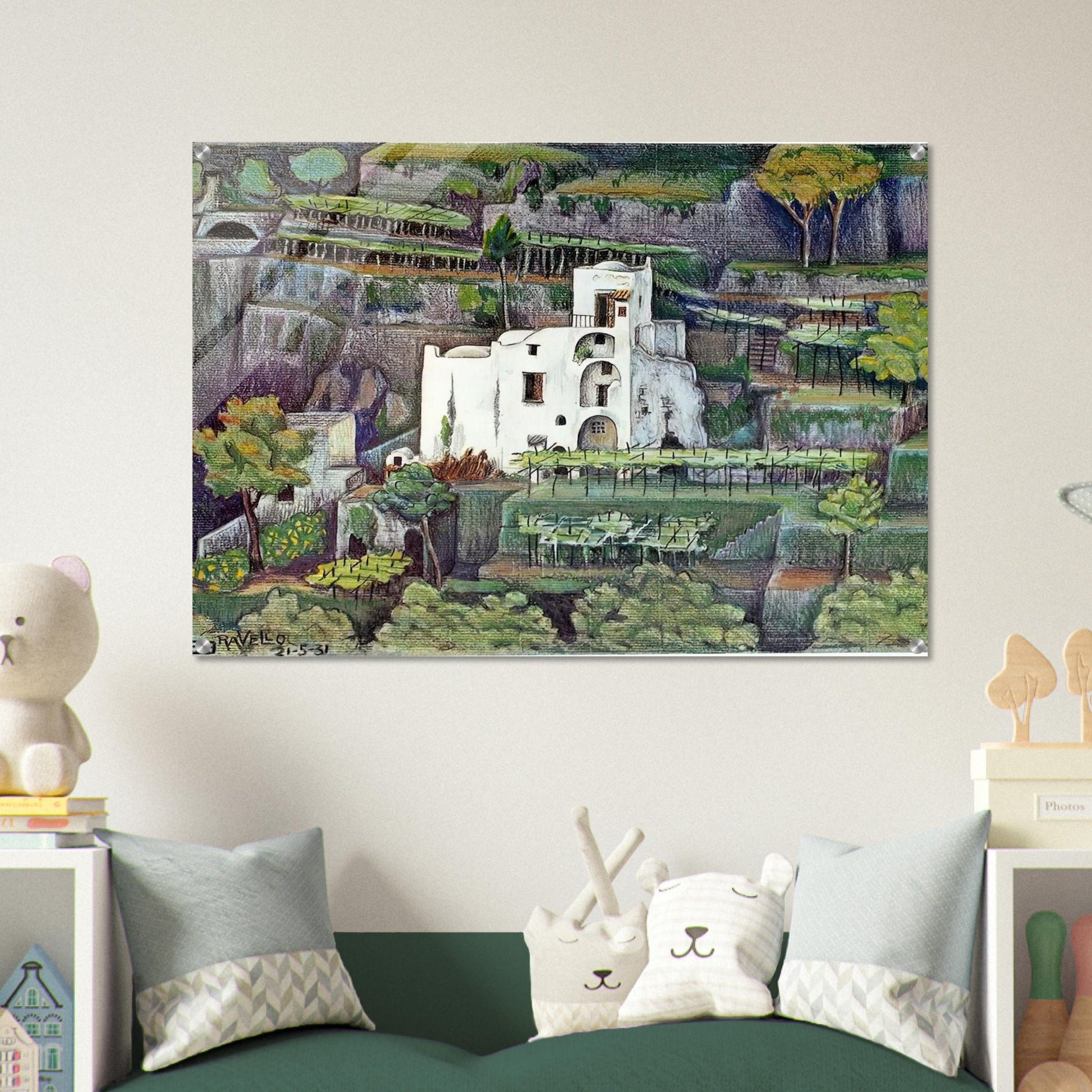 FARMHOUSE RAVELLO COLOUR - MC Escher Acrylic Print - 70x100 cm / 28x40″ inches | Maurits Cornelis Escher Prints