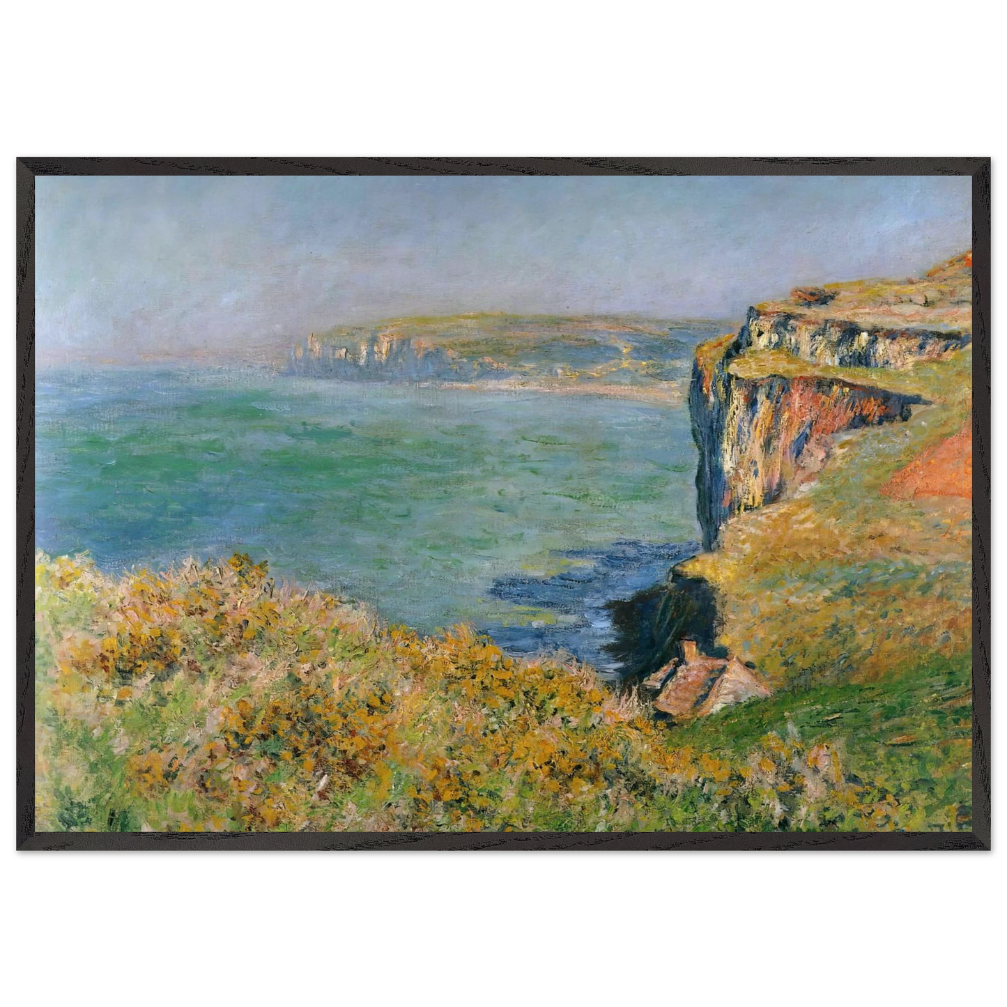 Cliff at Grainval - claude monet 70x100 cm / 28x40 inches Framed Art Print – Black Wooden Frame