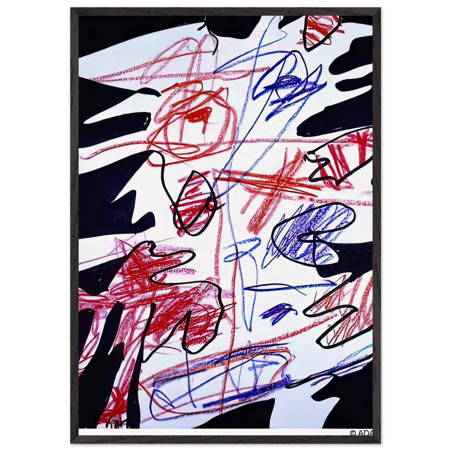 ACTIVATION XLVII - Jean Dubuffet 70x100 cm / 28x40 inches Framed Art Print – Black Wooden Frame