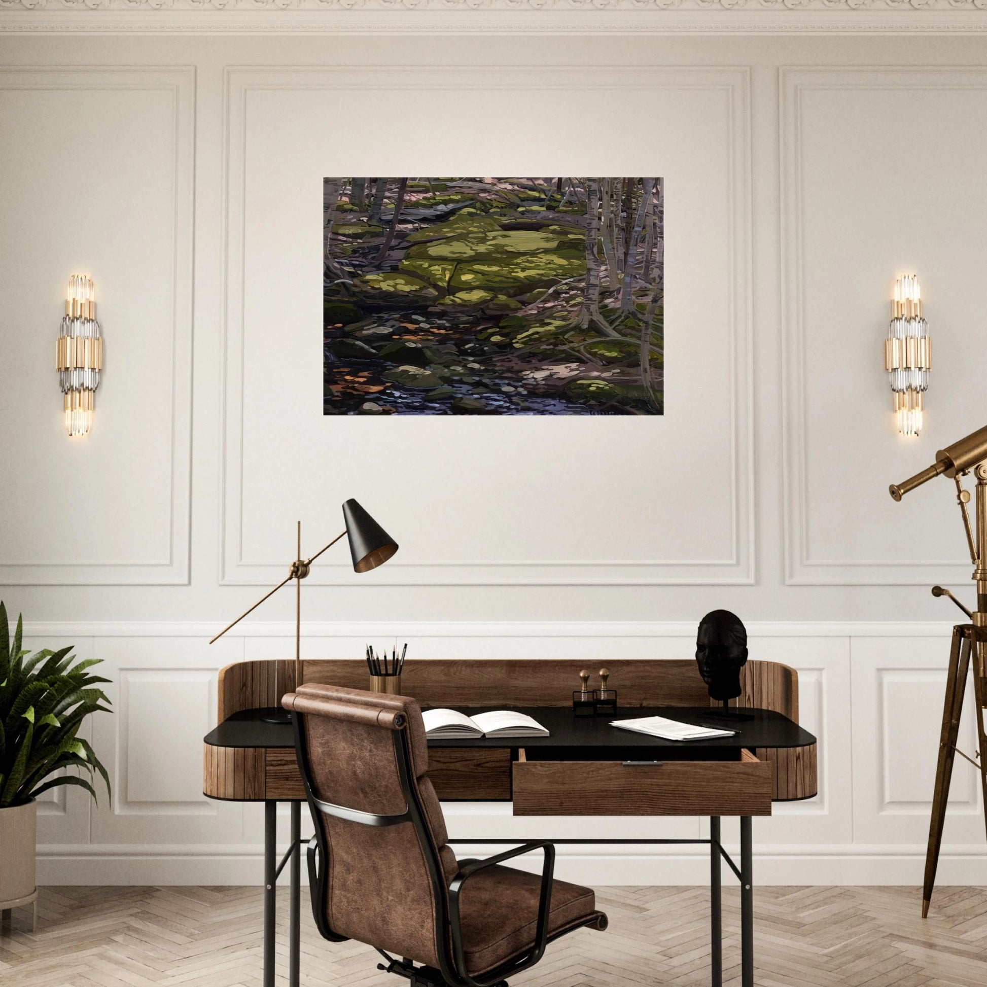 Light in Brook - Contemporary Realism - Neil Welliver Brushed Aluminum Print - 70x100 cm / 28x40 inches | Neil Welliver Aluminum Print | Neil Welliver Prints