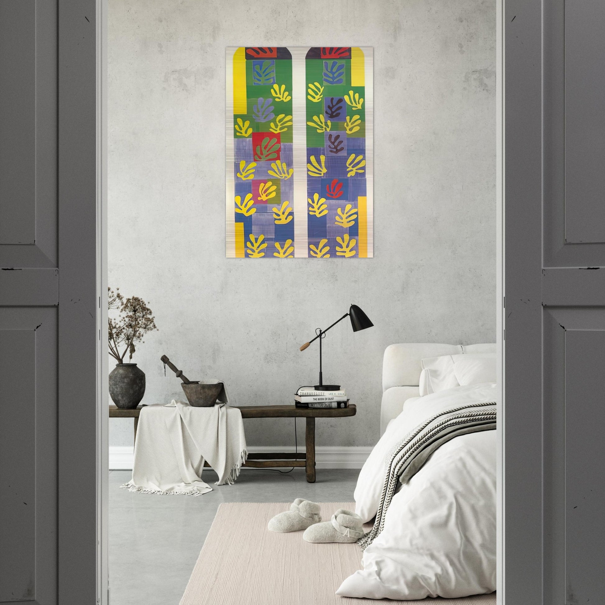 STAINED GLASS WINDOW WINDOW OF THE ABSIDE OF THE ROSARY CHAPEL 1949 - Henri Matisse Brushed Aluminum Print - 70x100 cm / 28x40 inches | Henri Matisse Aluminum Print | Henri Matisse Prints