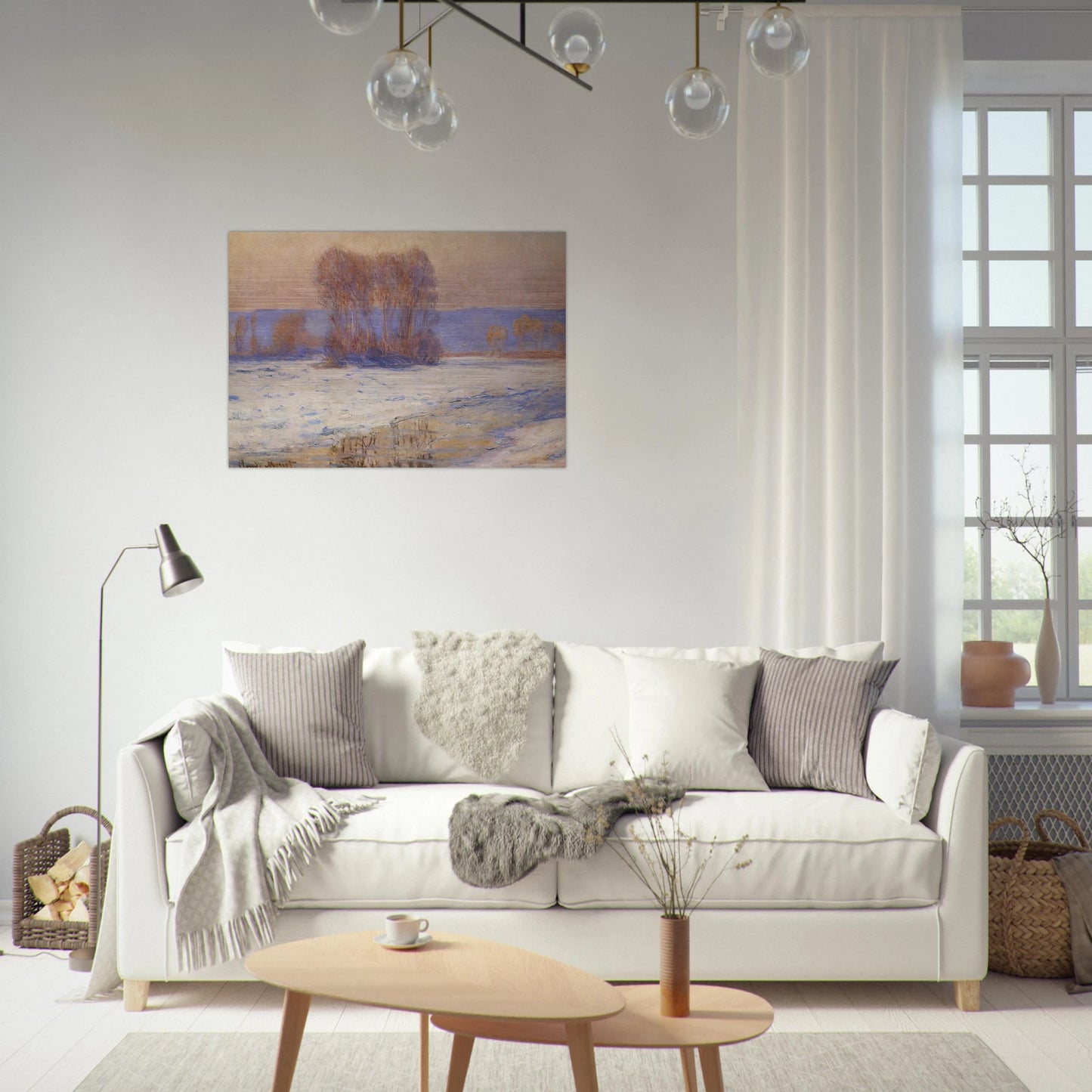The Seine at Bennecourt, Winter - claude monet Brushed Aluminum Print - 70x100 cm / 28x40 inches | claude monet Aluminum Print | claude monet Prints