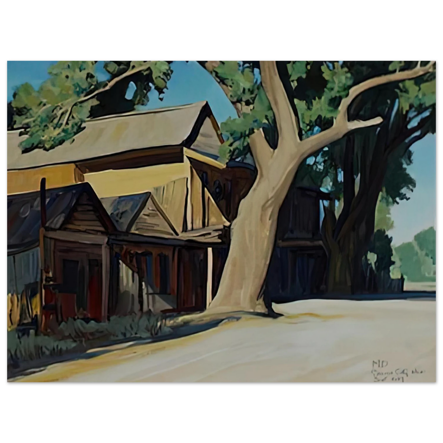Maynard Dixon - OLD CHINATOWN CARSON CITY NEVADA 1937 Wall art - 45x60 cm / 18x24 inches - Premium Wooden Framed Poster With Fine Art Paper-canvas - Wood frame