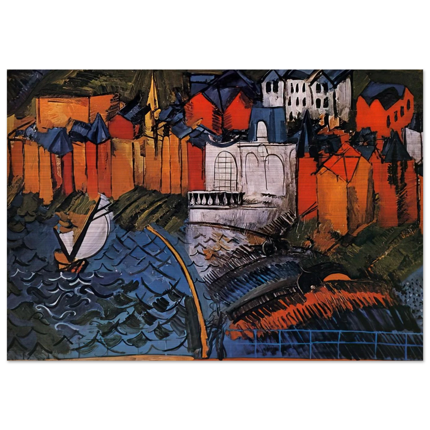 SAILBOAT AT SAINTE ADRESSE 1912 - Raoul Dufy Brushed Aluminum Print - 70x100 cm / 28x40 inches | Raoul Dufy Aluminum Print | Raoul Dufy Prints