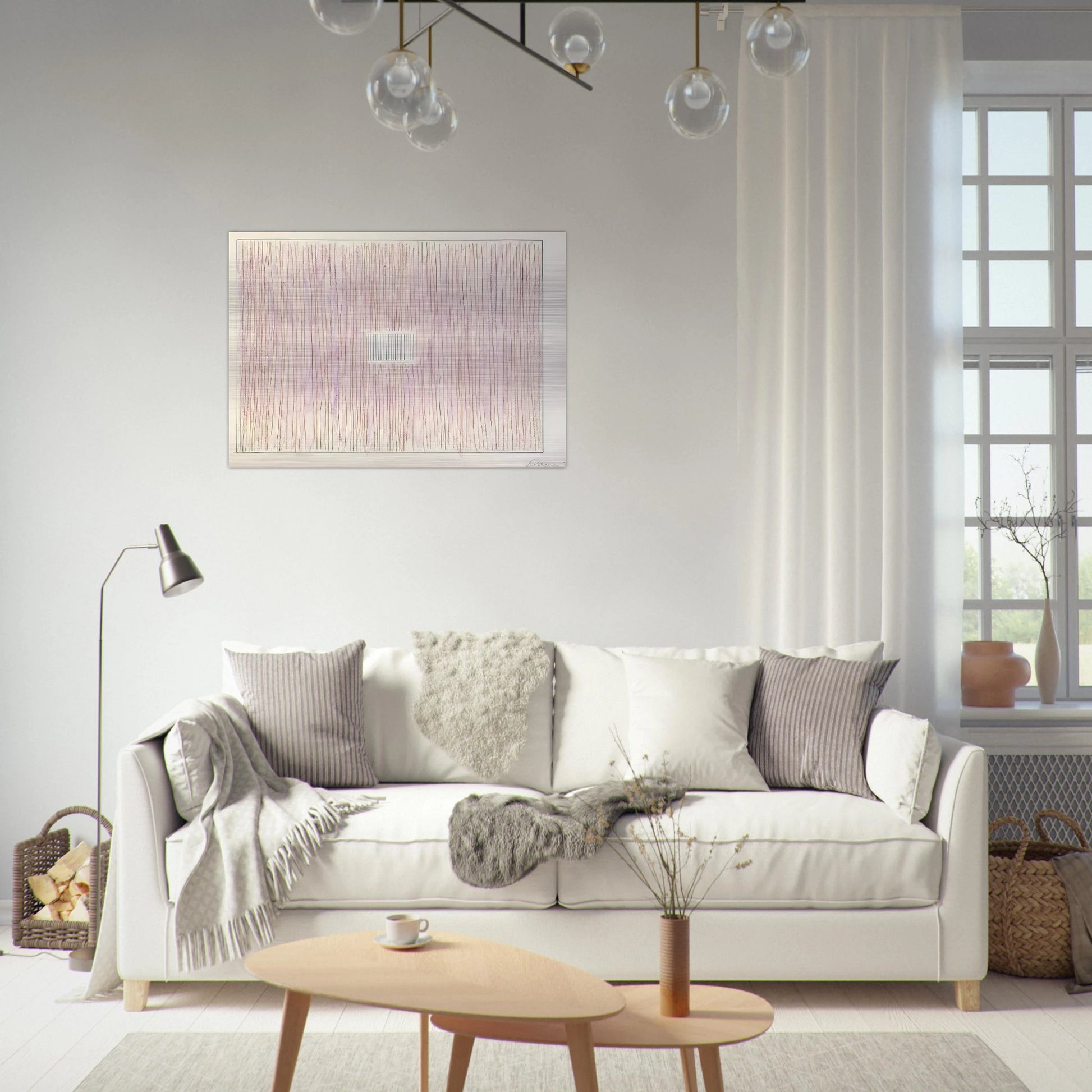 Untitled Pink Stripes-Gray Box - 1976 - Gene Davis Brushed Aluminum Print - 70x100 cm / 28x40 inches | Gene Davis Aluminum Print | Gene Davis Prints
