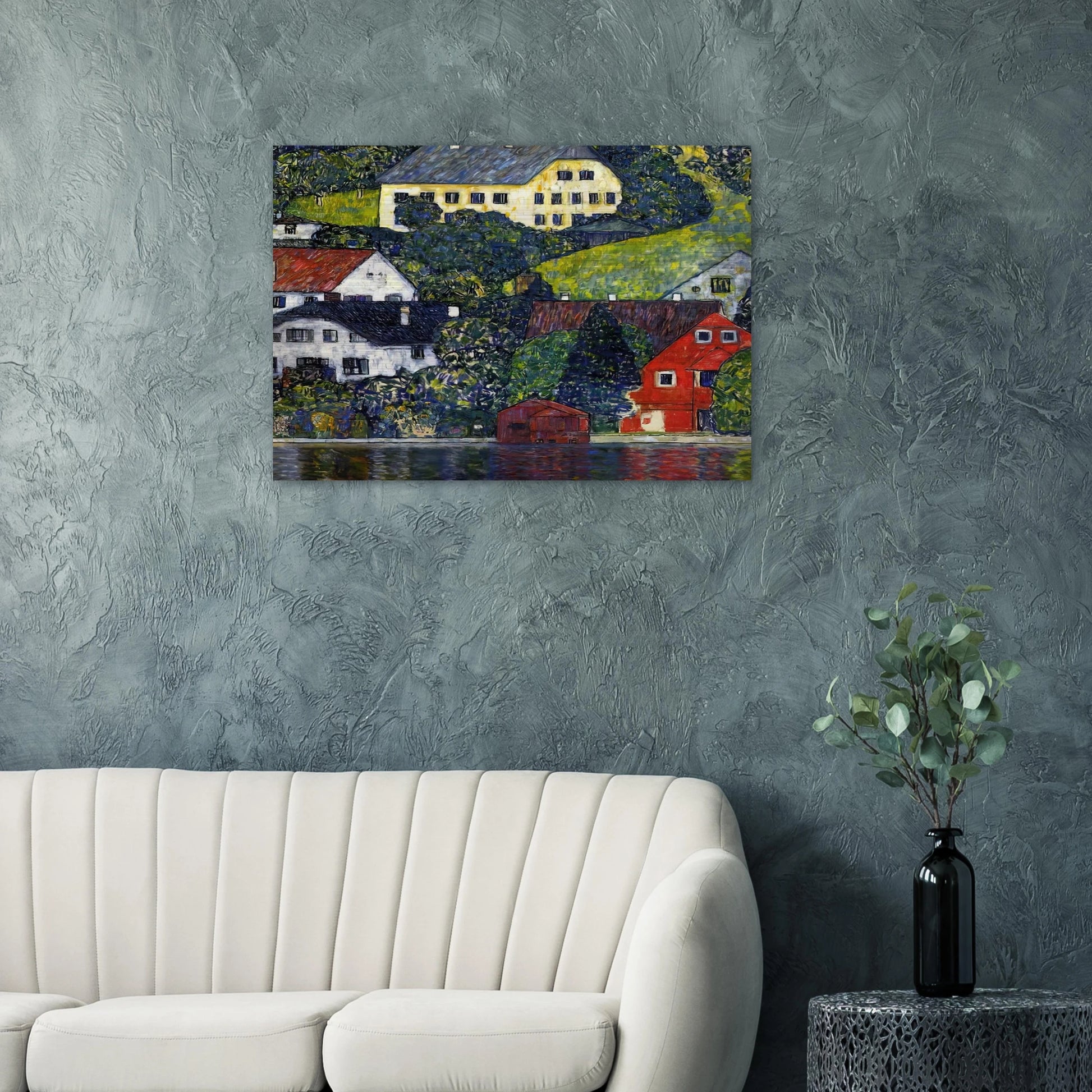 HOUSES AT UNTERACH ON THE ATTERSEE - Gustav Klimt Brushed Aluminum Print - 70x100 cm / 28x40 inches | Gustav Klimt Aluminum Print | Gustav Klimt Prints