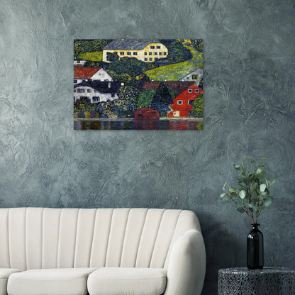 HOUSES AT UNTERACH ON THE ATTERSEE - Gustav Klimt Brushed Aluminum Print - 70x100 cm / 28x40 inches | Gustav Klimt Aluminum Print | Gustav Klimt Prints