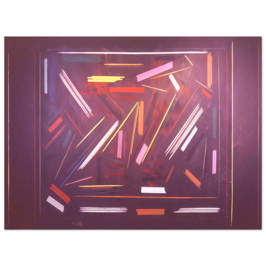 Ronnie Landfield - Brown Line Painting - 1968  75x100 cm / 30x40inches Fine Art Poster