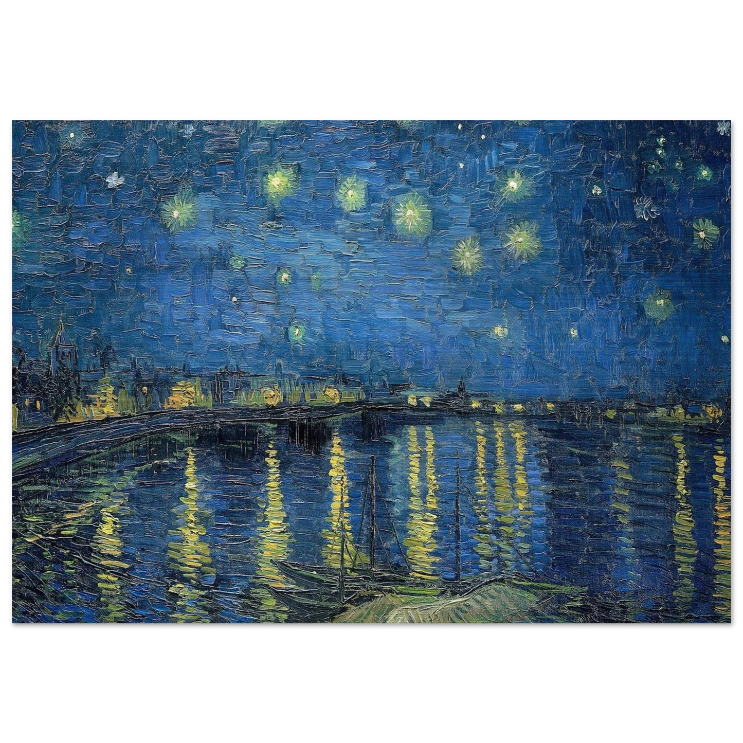 Starry Night Over the Rhone - Vincent van Gogh Brushed Aluminum Print - 70x100 cm / 28x40 inches | Vincent van Gogh Aluminum Print | Vincent van Gogh Prints