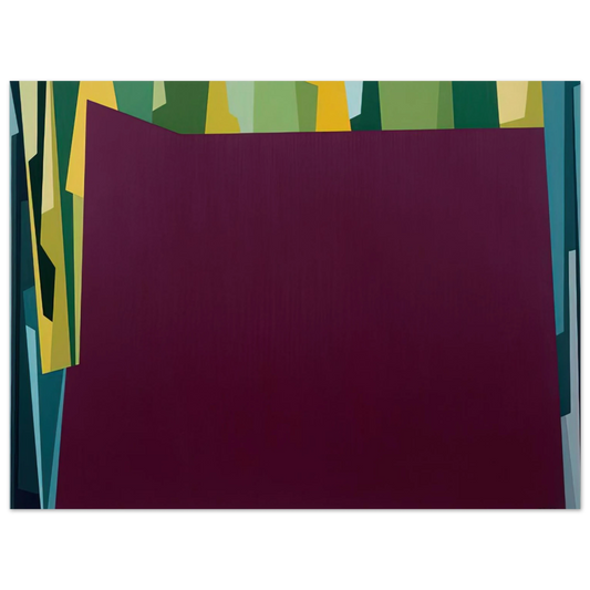 Karl Benjamin - Interlocking Forms Big Magenta With Green - 1959  75x100 cm / 30x40inches Fine Art Poster