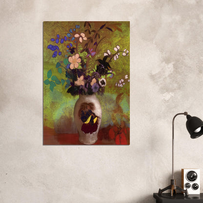 VASE WITH JAPANESE WARRIOR 1905 - Odilon Redon Brushed Aluminum Print - 70x100 cm / 28x40 inches | Odilon Redon Aluminum Print | Odilon Redon Prints