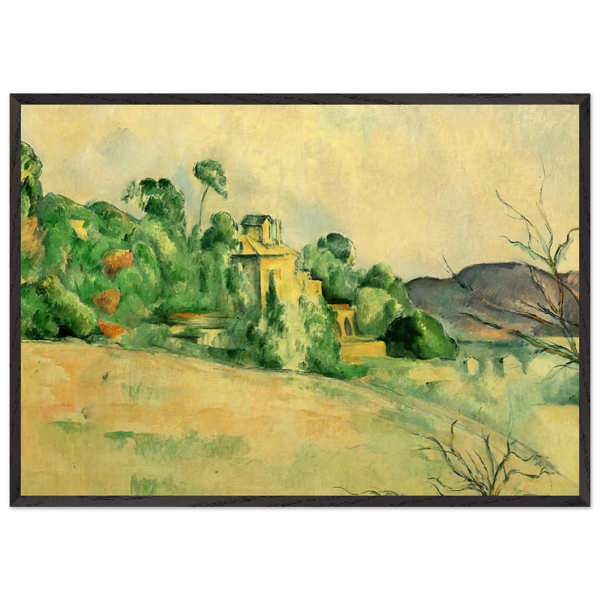 Landscape at Midday - Paul Cezanne 70x100 cm / 28x40 inches Framed Art Print – Black Wooden Frame