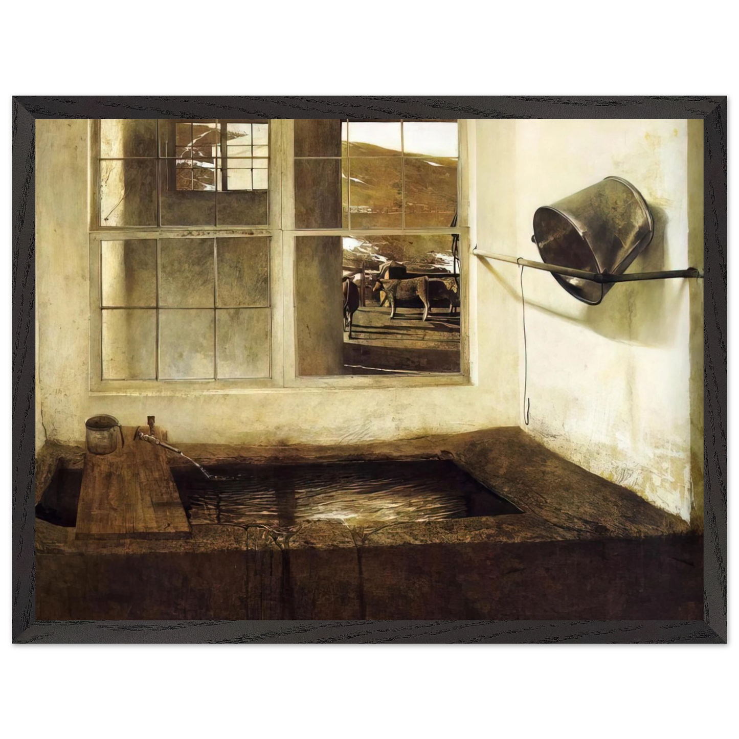 Andrew Wyeth - SPRING FED Wall Art - 21x29.7 cm / 8x12" - Premium Wooden Framed Poster With Fine Art Paper-canvas - Black frame