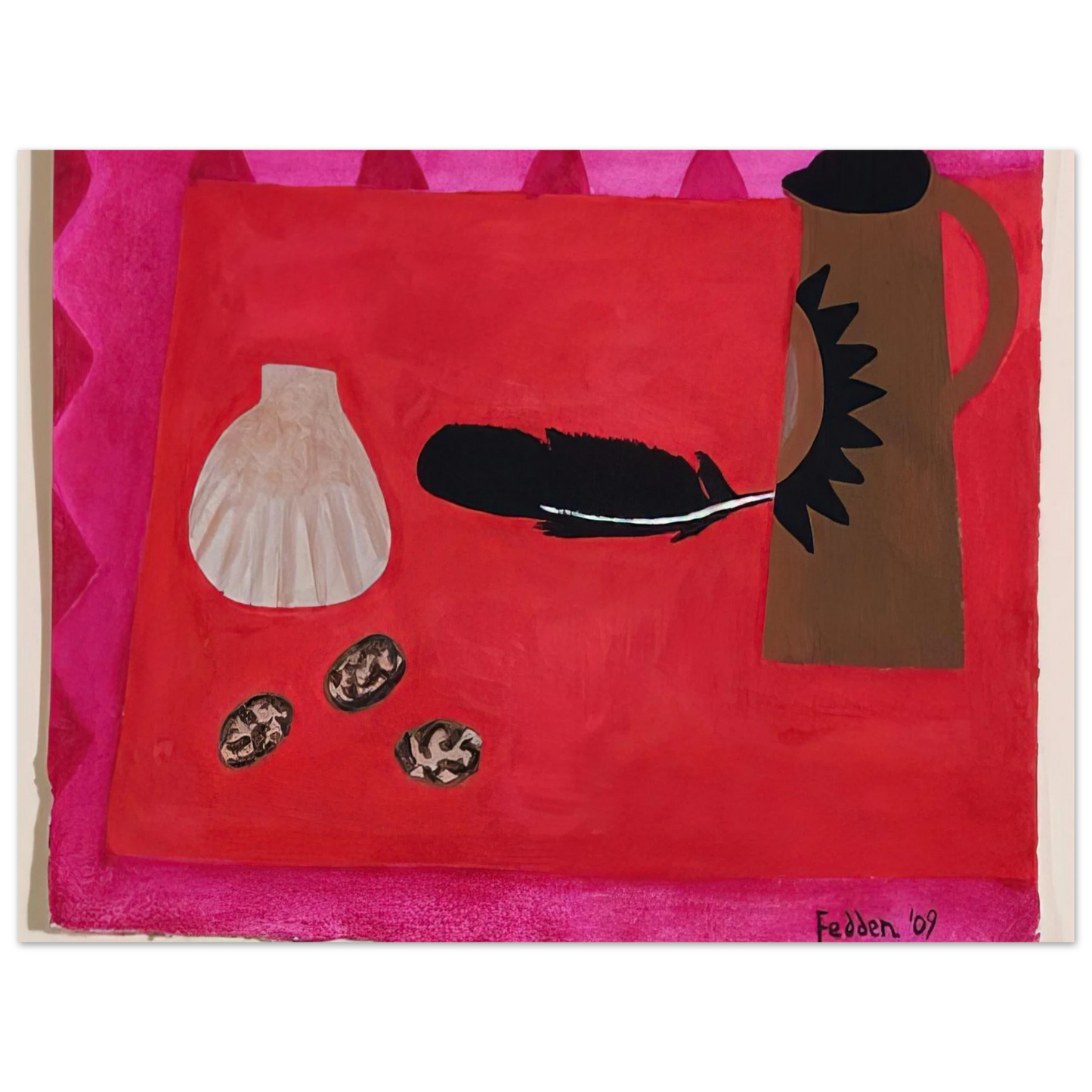 Mary Fedden - Red Table, Brown Jug - 2009  75x100 cm / 30x40inches Fine Art Poster