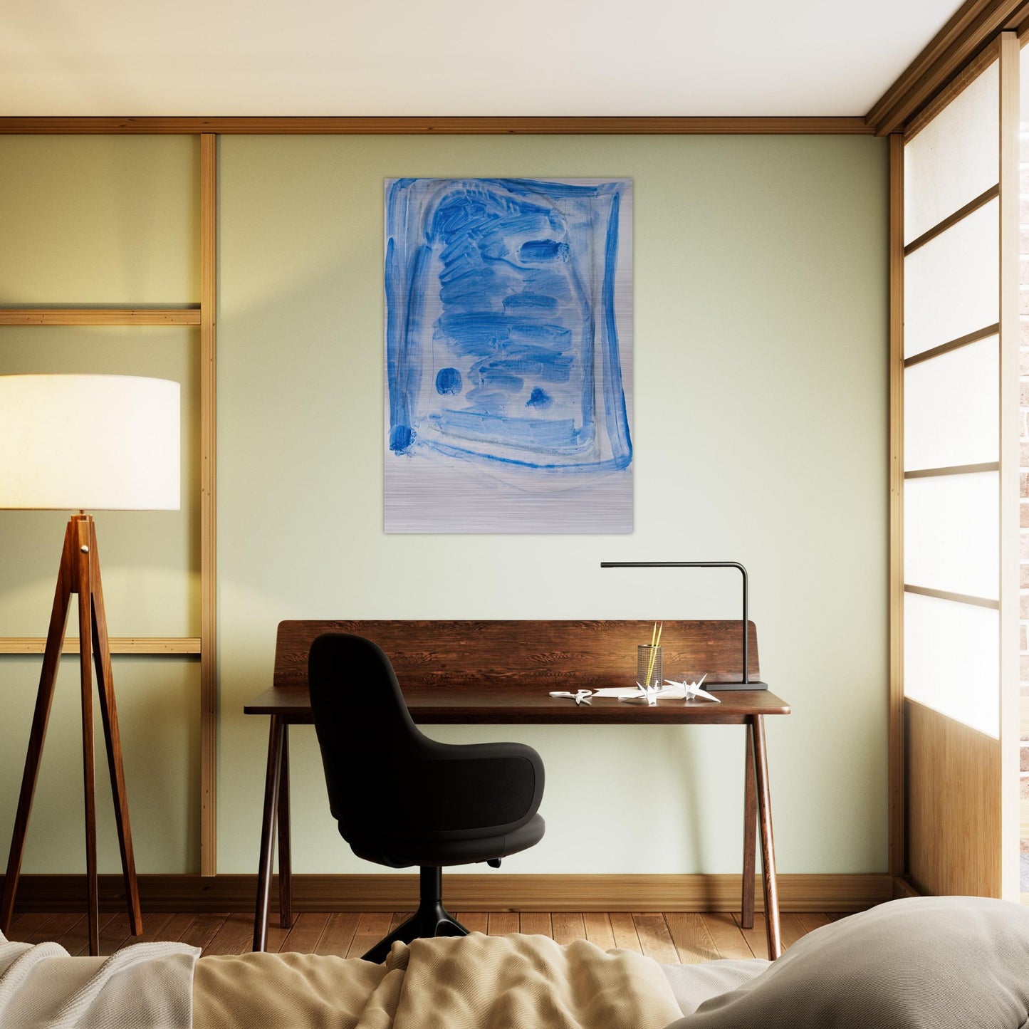 Sketchy Cobaltic Blue Flag - 2009 - Ralston Crawford Brushed Aluminum Print - 70x100 cm / 28x40 inches | Ralston Crawford Aluminum Print | Ralston Crawford Prints