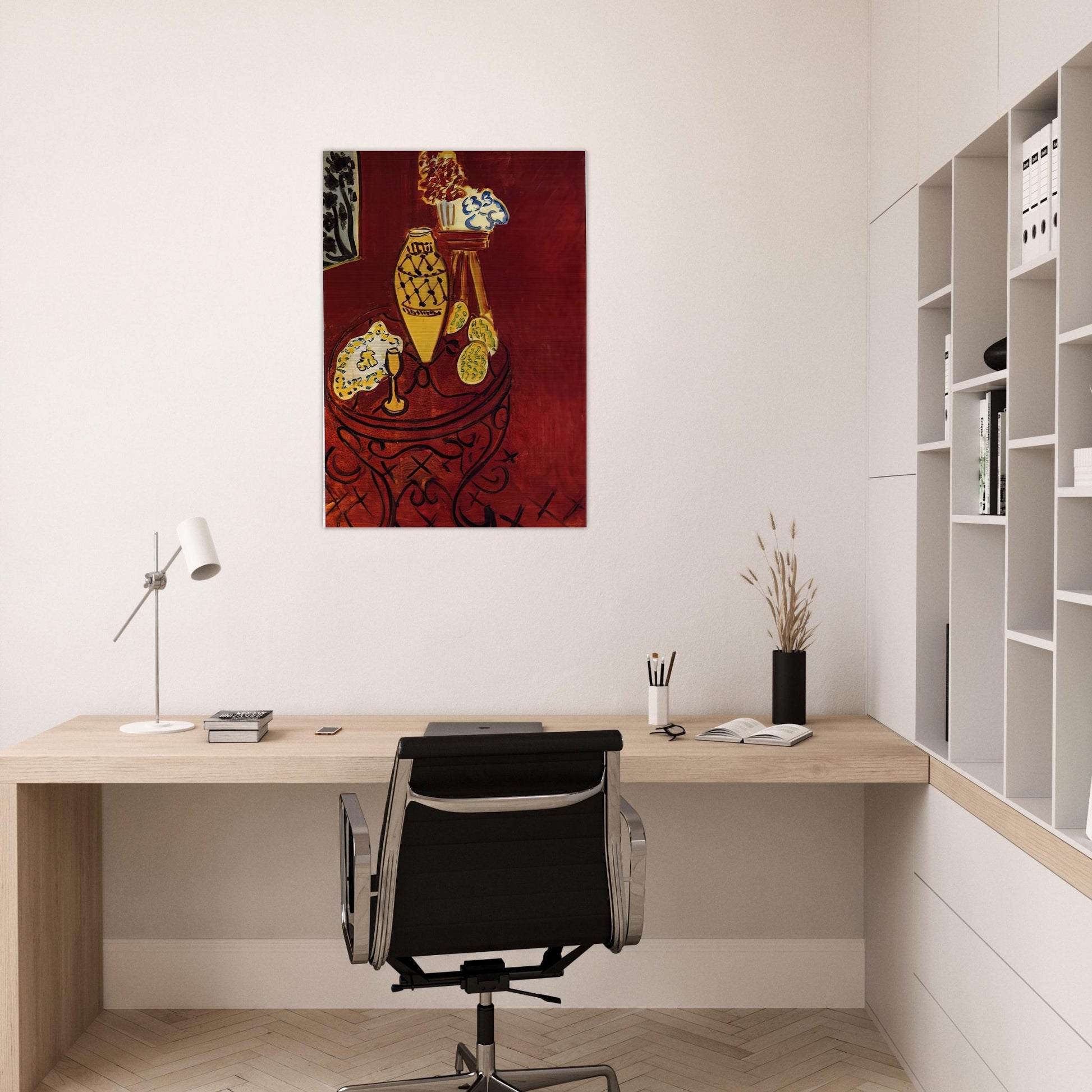 INTERIOR IN VENETIAN RED 1946 - Henri Matisse Brushed Aluminum Print - 70x100 cm / 28x40 inches | Henri Matisse Aluminum Print | Henri Matisse Prints