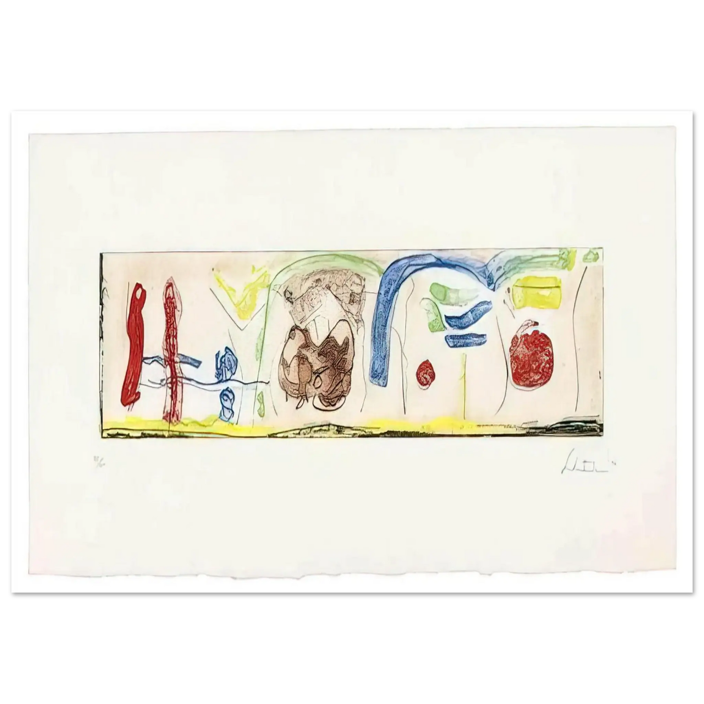 Helen Frankenthaler - Bridges - 1996 Wall art - 60x80 cm / 24x32 Inches - Premium Wooden Framed Poster With Fine Art Paper - White frame